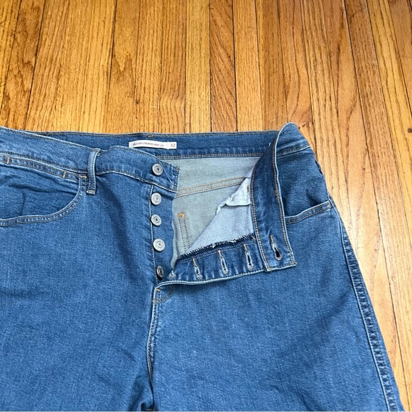 Levi's 32 Womens Mile High Cropped Wide Leg Denim Jeans Blue Meas 36x26.5 - Picture 2 of 10